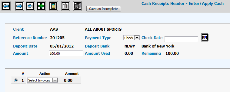 regular cash receipts cash invoices